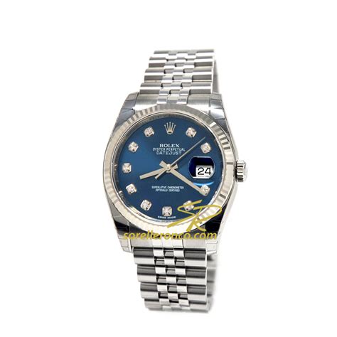 rolex datejust blu con diamanti|Orologio Rolex Datejust 36 in acciaio Oystersteel e oro bianco .